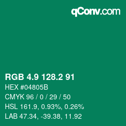 カラーコード: RGB 4.9 128.2 91 | qconv.com