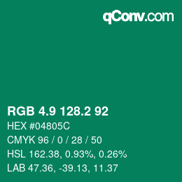 カラーコード: RGB 4.9 128.2 92 | qconv.com