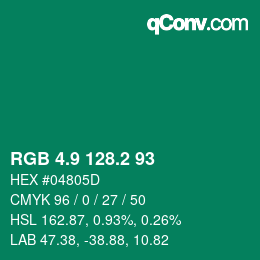 カラーコード: RGB 4.9 128.2 93 | qconv.com