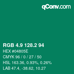 カラーコード: RGB 4.9 128.2 94 | qconv.com