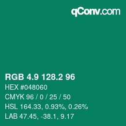 カラーコード: RGB 4.9 128.2 96 | qconv.com