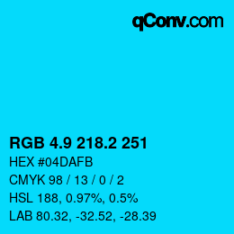 カラーコード: RGB 4.9 218.2 251 | qconv.com