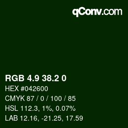 カラーコード: RGB 4.9 38.2 0 | qconv.com
