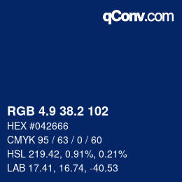 カラーコード: RGB 4.9 38.2 102 | qconv.com