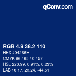 カラーコード: RGB 4.9 38.2 110 | qconv.com