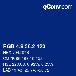 Color code: RGB 4.9 38.2 123 | qconv.com