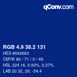 カラーコード: RGB 4.9 38.2 131 | qconv.com