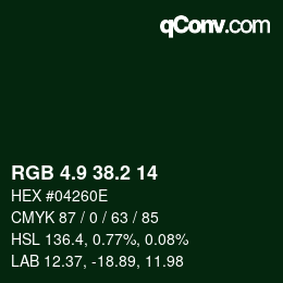 カラーコード: RGB 4.9 38.2 14 | qconv.com