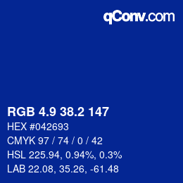 カラーコード: RGB 4.9 38.2 147 | qconv.com