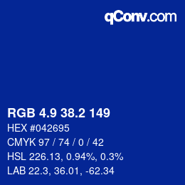 カラーコード: RGB 4.9 38.2 149 | qconv.com