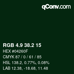 カラーコード: RGB 4.9 38.2 15 | qconv.com