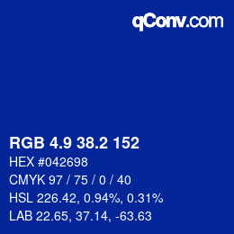 カラーコード: RGB 4.9 38.2 152 | qconv.com