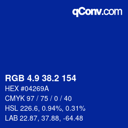 カラーコード: RGB 4.9 38.2 154 | qconv.com