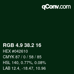 カラーコード: RGB 4.9 38.2 16 | qconv.com