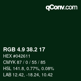Color code: RGB 4.9 38.2 17 | qconv.com