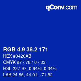 カラーコード: RGB 4.9 38.2 171 | qconv.com