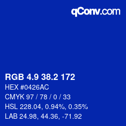 カラーコード: RGB 4.9 38.2 172 | qconv.com