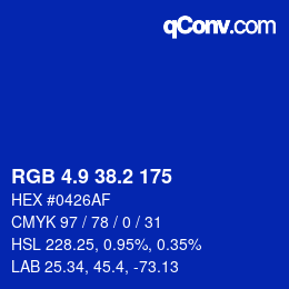 カラーコード: RGB 4.9 38.2 175 | qconv.com