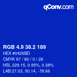 カラーコード: RGB 4.9 38.2 189 | qconv.com