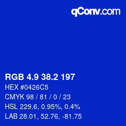カラーコード: RGB 4.9 38.2 197 | qconv.com