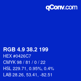 カラーコード: RGB 4.9 38.2 199 | qconv.com