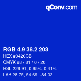 カラーコード: RGB 4.9 38.2 203 | qconv.com