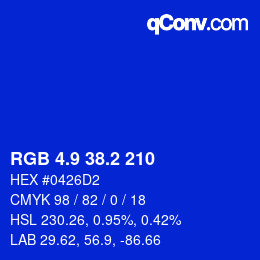 カラーコード: RGB 4.9 38.2 210 | qconv.com