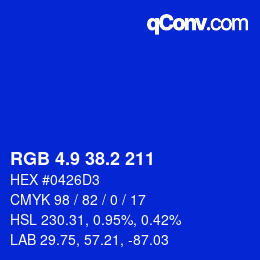 カラーコード: RGB 4.9 38.2 211 | qconv.com