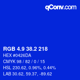 カラーコード: RGB 4.9 38.2 218 | qconv.com
