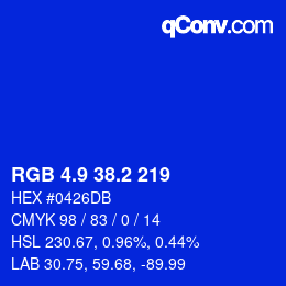 カラーコード: RGB 4.9 38.2 219 | qconv.com