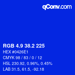 カラーコード: RGB 4.9 38.2 225 | qconv.com