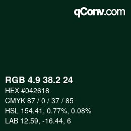 カラーコード: RGB 4.9 38.2 24 | qconv.com