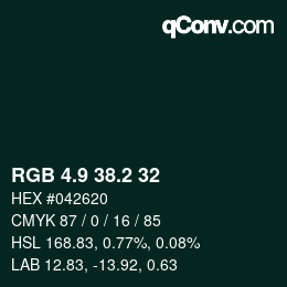 カラーコード: RGB 4.9 38.2 32 | qconv.com