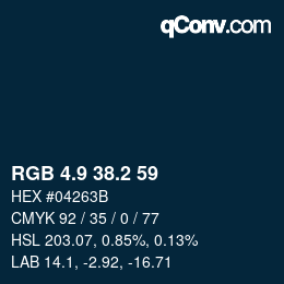Color code: RGB 4.9 38.2 59 | qconv.com