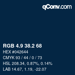 Color code: RGB 4.9 38.2 68 | qconv.com
