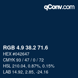 カラーコード: RGB 4.9 38.2 71.6 | qconv.com