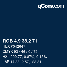 Color code: RGB 4.9 38.2 71 | qconv.com