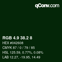 Color code: RGB 4.9 38.2 8 | qconv.com