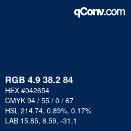 カラーコード: RGB 4.9 38.2 84 | qconv.com