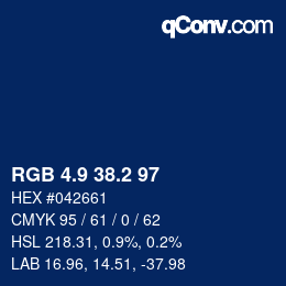 カラーコード: RGB 4.9 38.2 97 | qconv.com