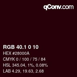 カラーコード: RGB 40.1 0 10 | qconv.com