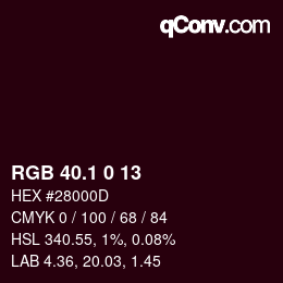 カラーコード: RGB 40.1 0 13 | qconv.com