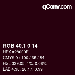 カラーコード: RGB 40.1 0 14 | qconv.com