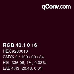 カラーコード: RGB 40.1 0 16 | qconv.com