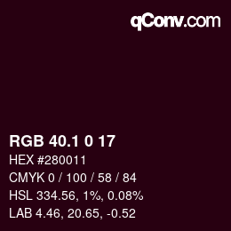 カラーコード: RGB 40.1 0 17 | qconv.com
