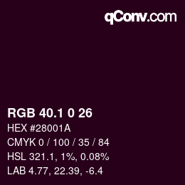 カラーコード: RGB 40.1 0 26 | qconv.com