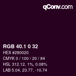 カラーコード: RGB 40.1 0 32 | qconv.com