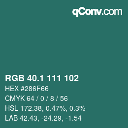 Color code: RGB 40.1 111 102 | qconv.com