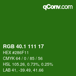カラーコード: RGB 40.1 111 17 | qconv.com