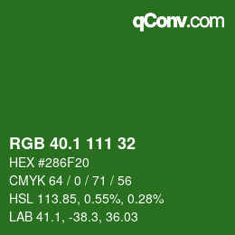 カラーコード: RGB 40.1 111 32 | qconv.com